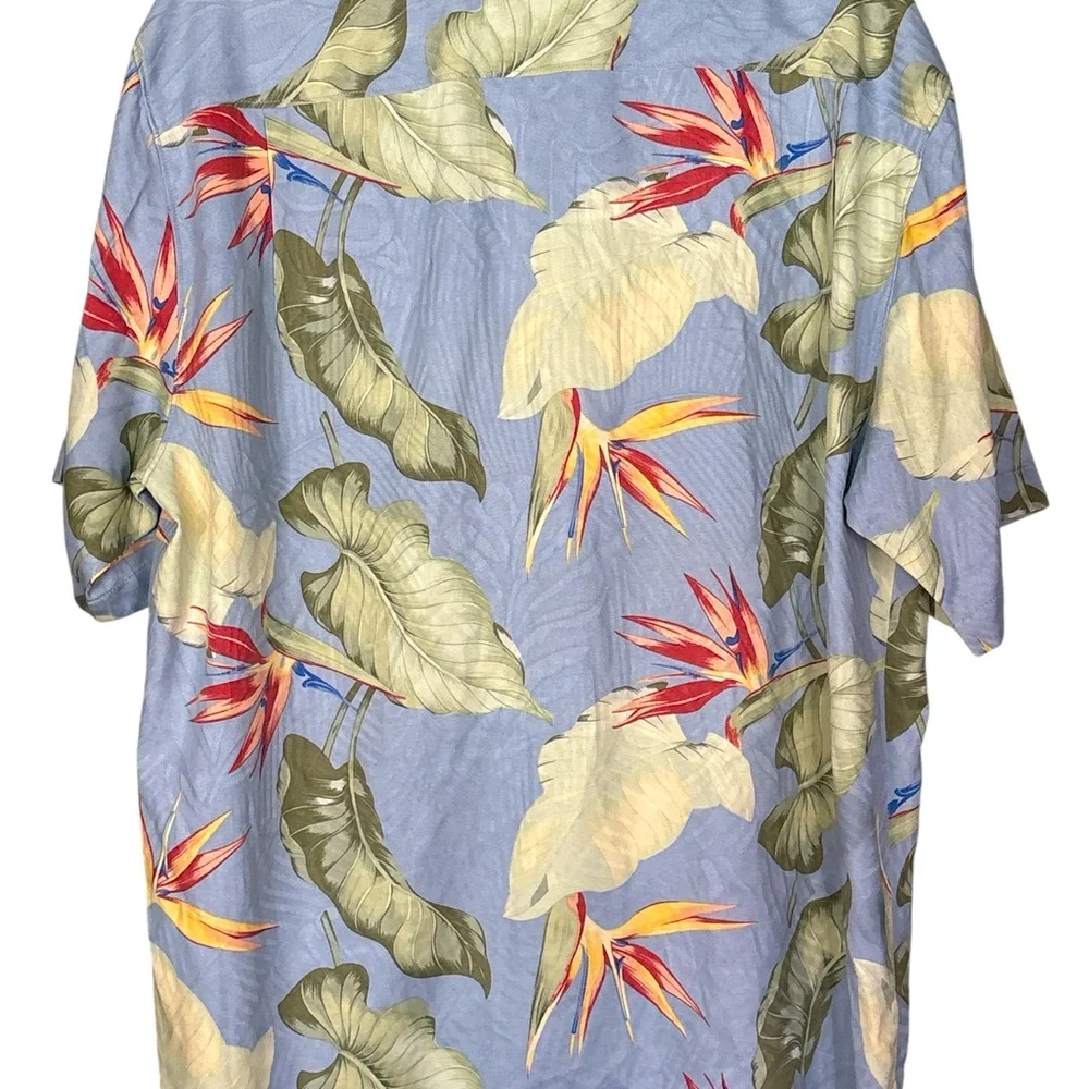 Tommy Bahama Button Shirt Multi Color Floral Bird Of Paradise 100% Silk Large - Picture 2 of 6